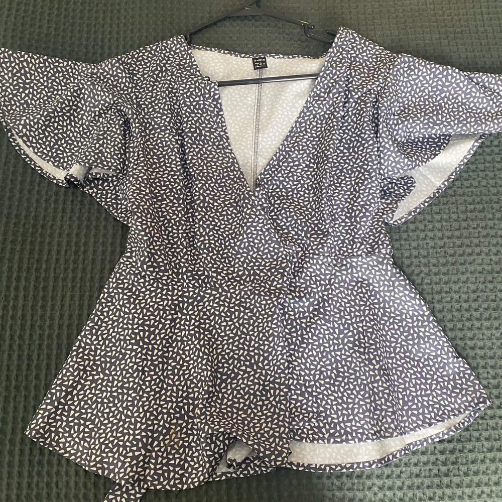 Stylish Blue and White Women's Top